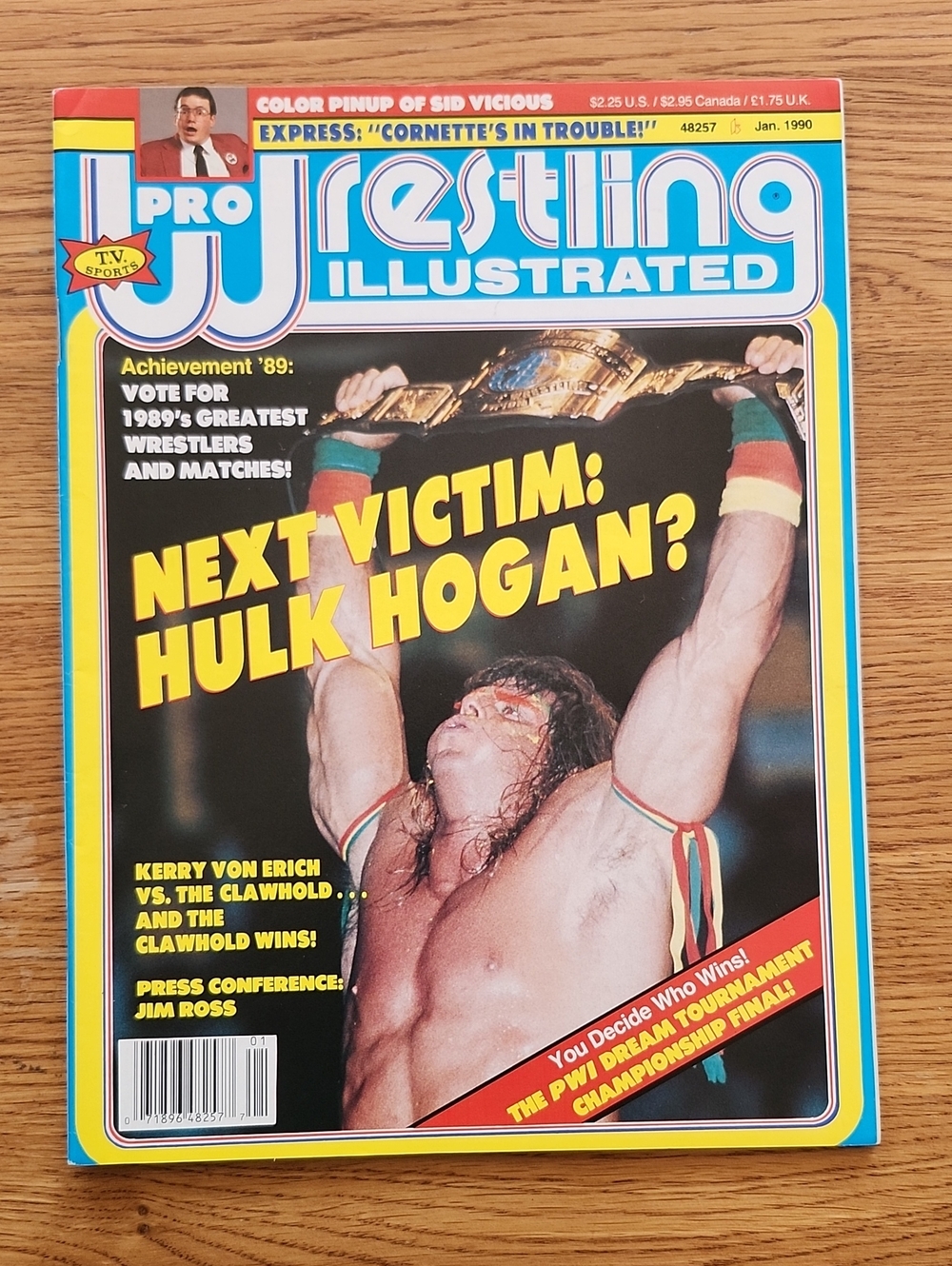 PWI Ultimate Warrior Cover W/ Sycho Sid Poster 1990